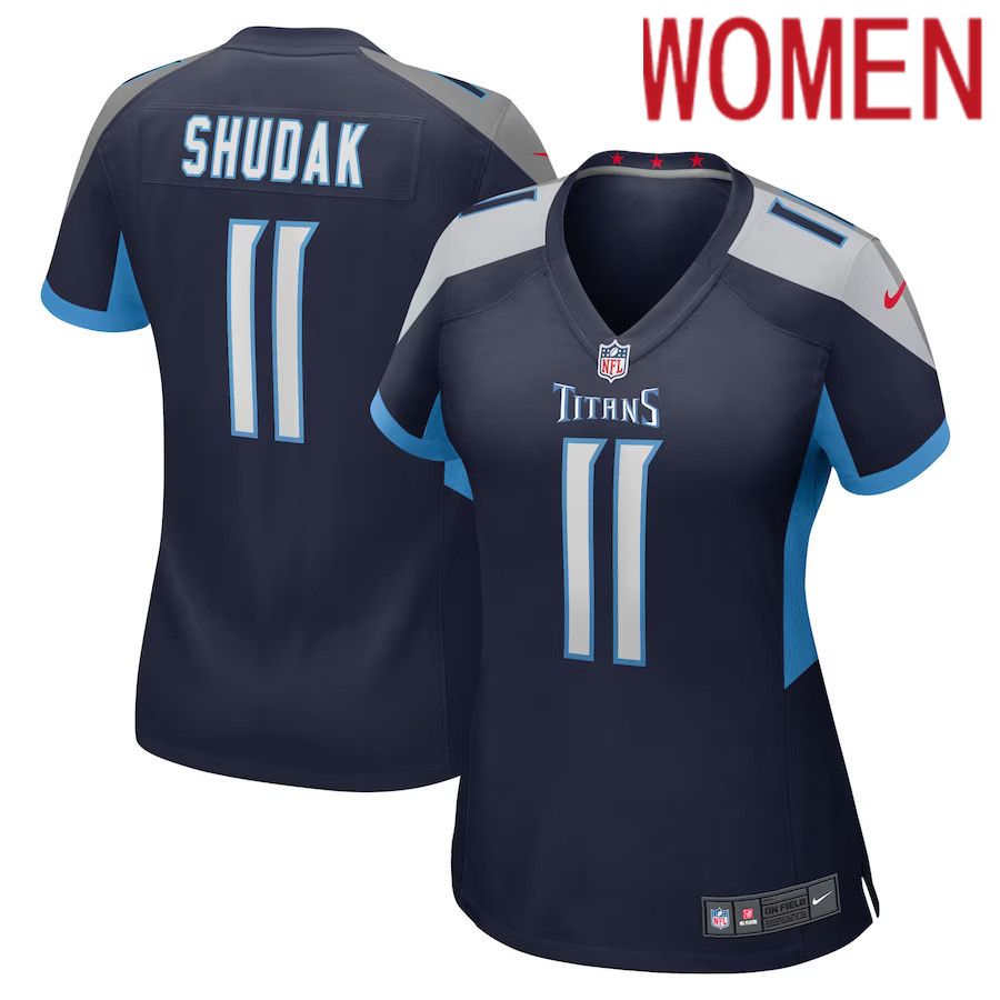 Women Tennessee Titans 11 Caleb Shudak Nike Navy Game Player NFL Jersey